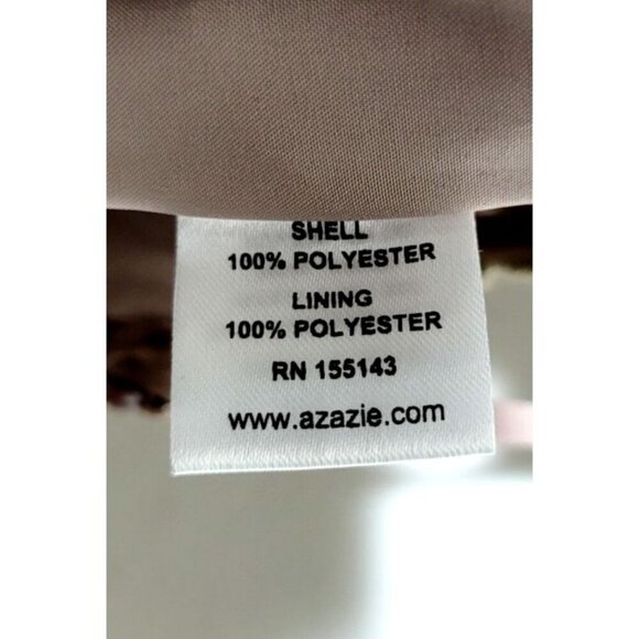 Azazie Bridesmaid Dress A10 Long Lace Pleated Romantic Taupe Chiffon Flowy Femme - Picture 10 of 16